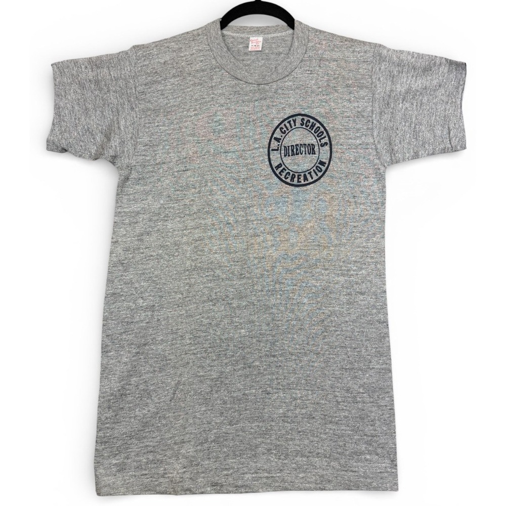 Vintage 50s LA City Schools Director Rec T Shirt M Gray Russell Southern Co SS